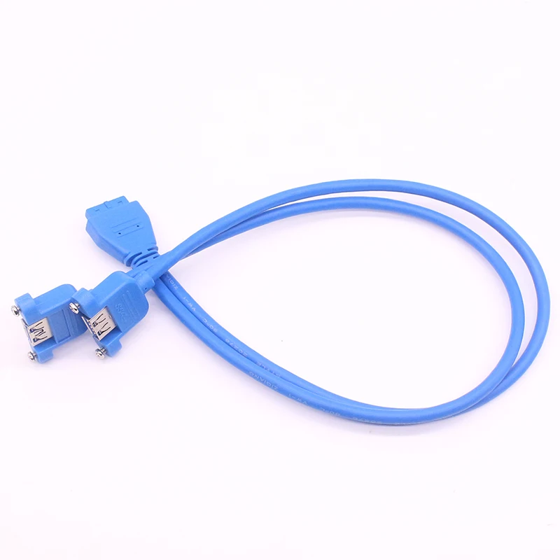 

Motherboard Mainboard 20Pin USB3.0 Female to Dual USB 3.0 A Female Data Cable Cord Panel Mount 50cm PC DIY Host Case