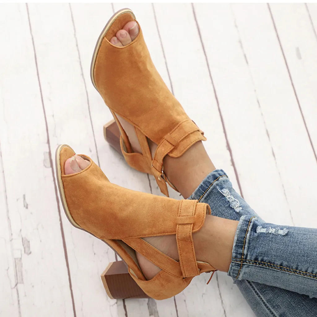 

BZBFSKY Summer Women Sandals Hollow Out Gladiator Sandals Women Casual Shoes High Heel Solid Sandalias Mujer