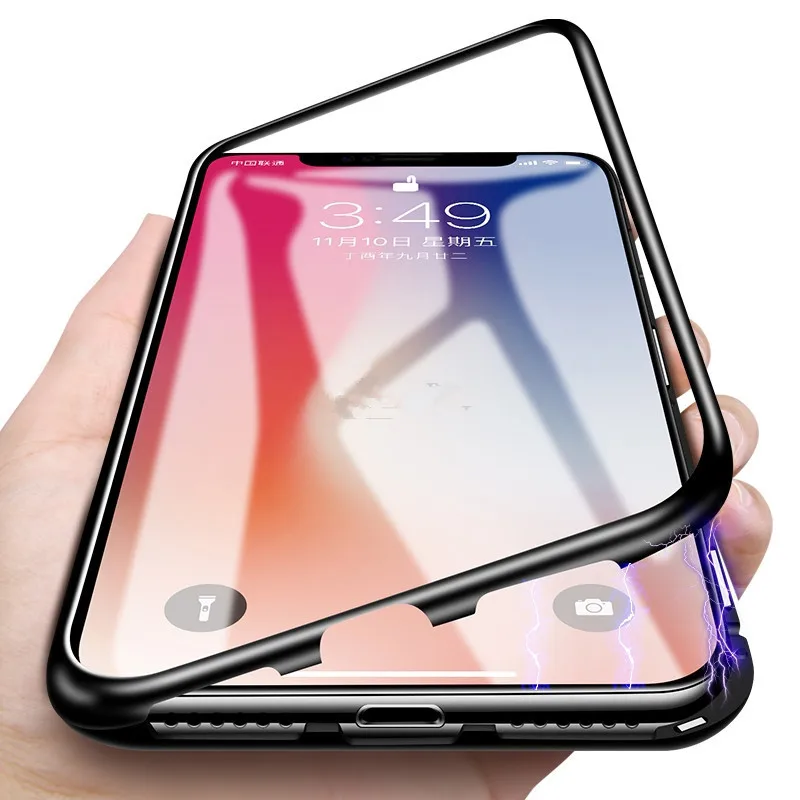

100pcs DHL Shipping Magnetic Case For iPhone X XS 8 7 6 Plus XR XS Max Luxury Cases Metal Adsorption