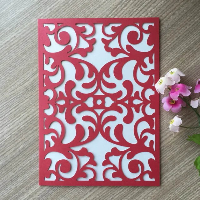 30pcs Lot Wedding Party Invitation Card Carved Chinese Red Delicate
