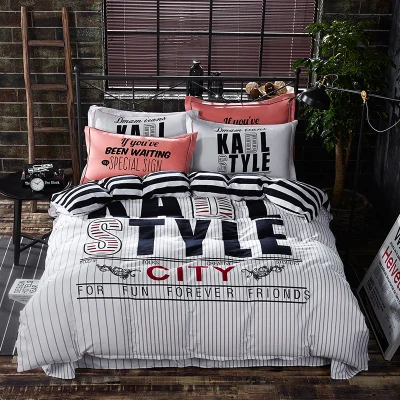 

Printed Leaf Cotton Bedding Set Brief Style Bed Sheets Set Home Textile Super Soft Bedding Linen