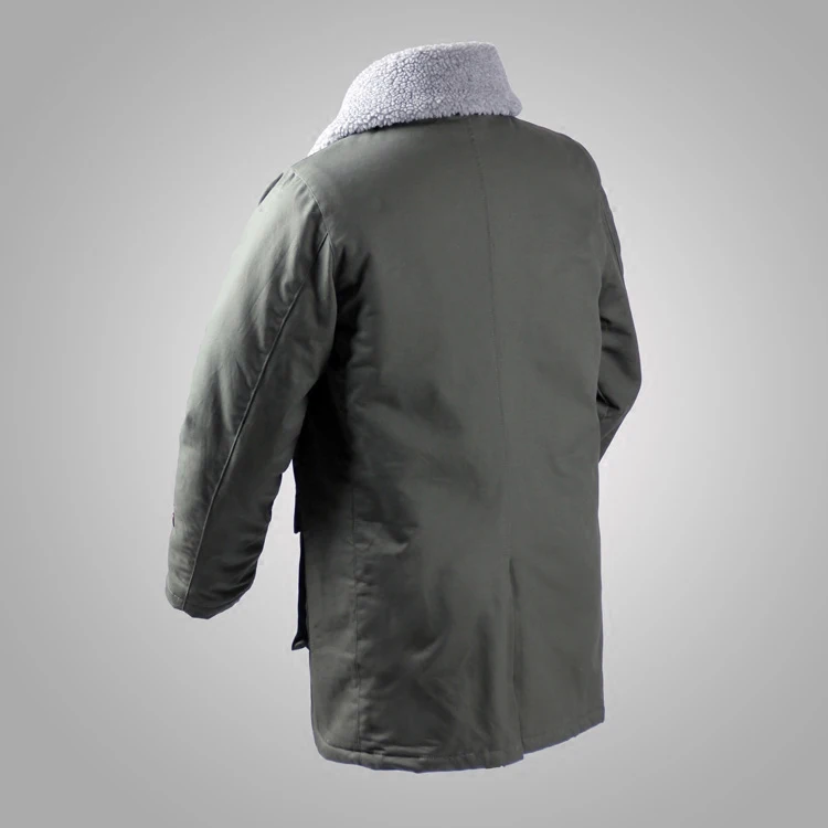 Men/'s German Major Military Style Cowhide Leather Long Double Breasted Peacoat