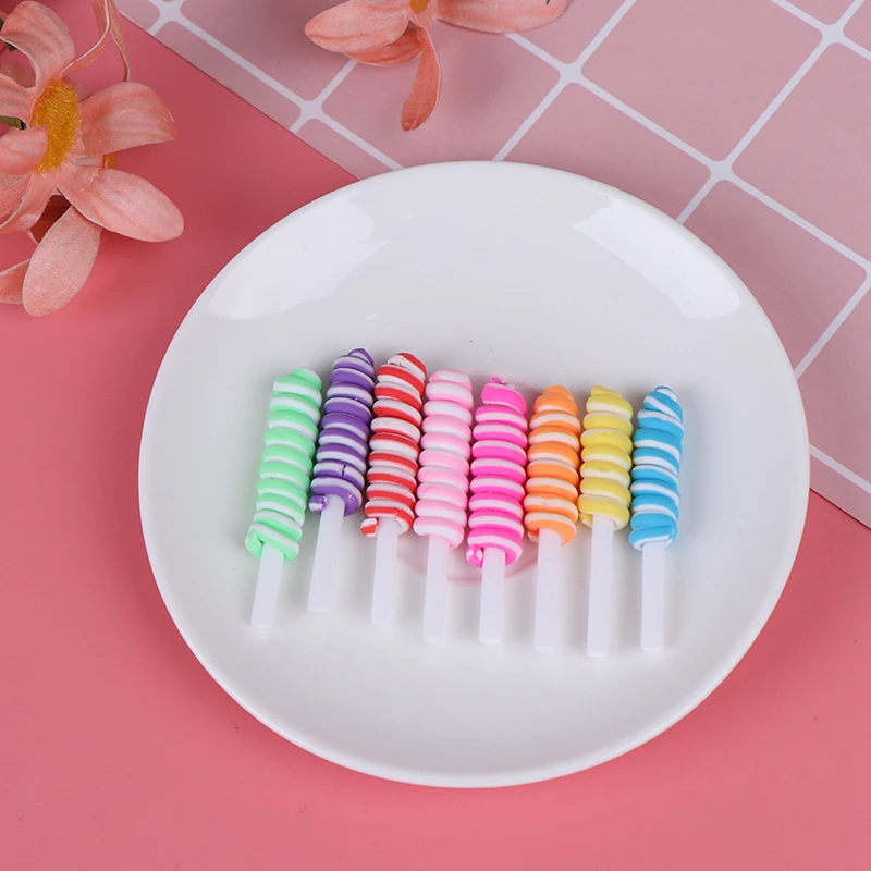 

5pcs Slime Charms Candy Lollipop Sweets Soft Clay Slime Accessories Beads Making Supplies For Mini Pretend Candy