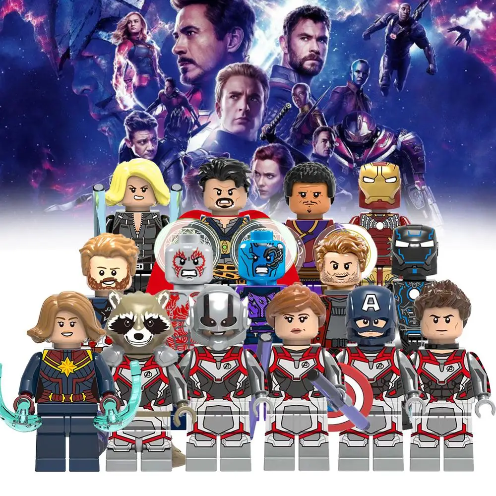 

The Avengers Playmobil Mini building Figures Blocks EndGame Thanos Iron Man Bat man Captain America Enlighten bricks for kid