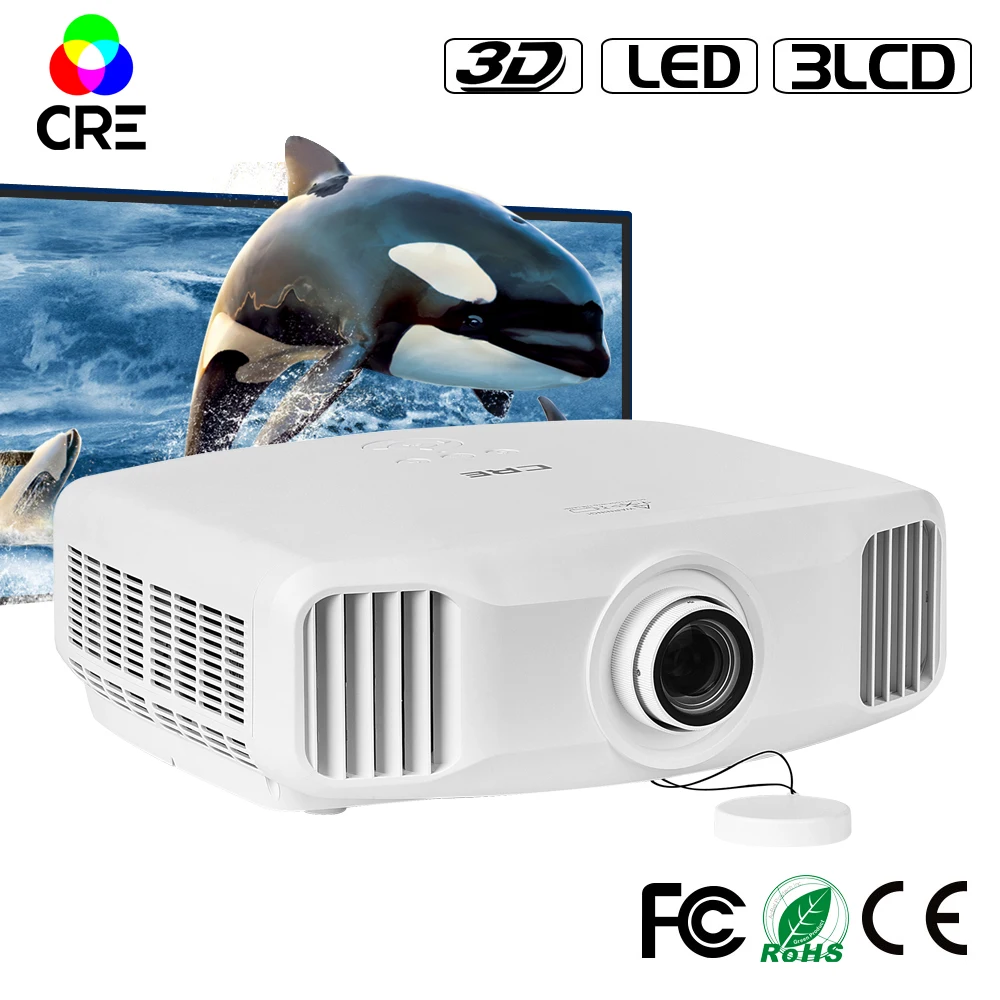 

CRE X8000 Native 1920x1200 multimedia projector,3LCD +LED Projector ,RGB WIFI full hd 2k support 4k 3d led projector