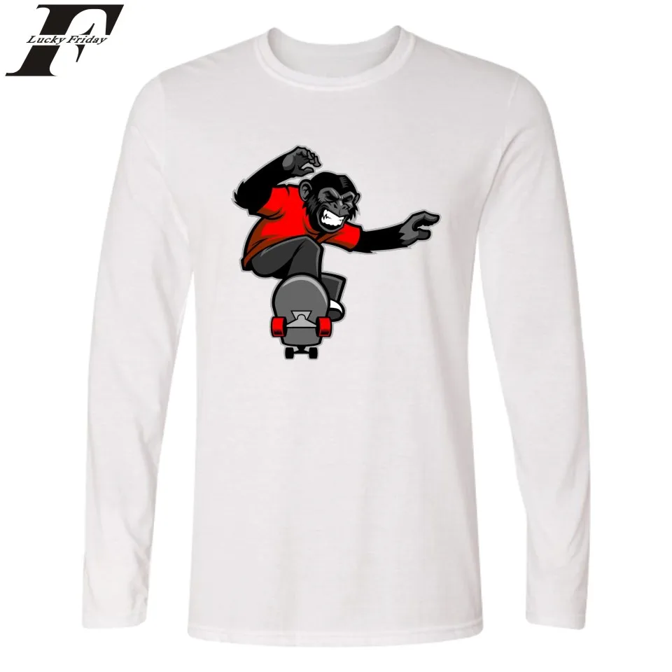 LUCKYFRIDAYF Funny Gorilla Long Sleeve T font b shirt b font Spring Cool Cotton Long T