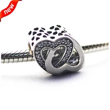 Подходит Pandora Подвески Браслеты переплетенная любовь подвески с прозрачным кубическим цирконием стерлингового серебра 925 ювелирные изделия