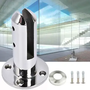 

Glass Clamp Stainless Steel Pool Fence Round Bracket Support Shelf Holder For Glass / Wood Shelves Glass Clamps