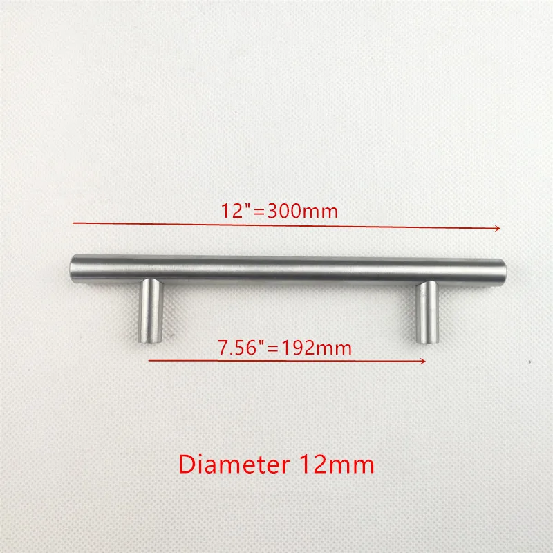 Нержавеющая сталь кухня Матовая дверь шкафа T Бар Ручка Потяните "~ 24" - Цвет: 12 12 inch    192mm