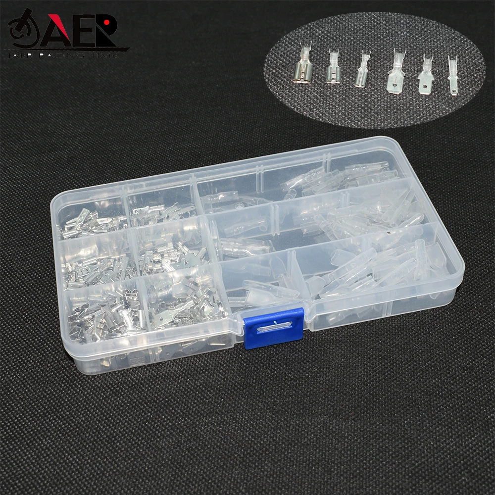 

JAER 270pcs 2.8/4.8/6.3mm Motorcycle repair parts tool Wire Crimp Terminals Insulated Seal Electrical Connector Assortment Kit