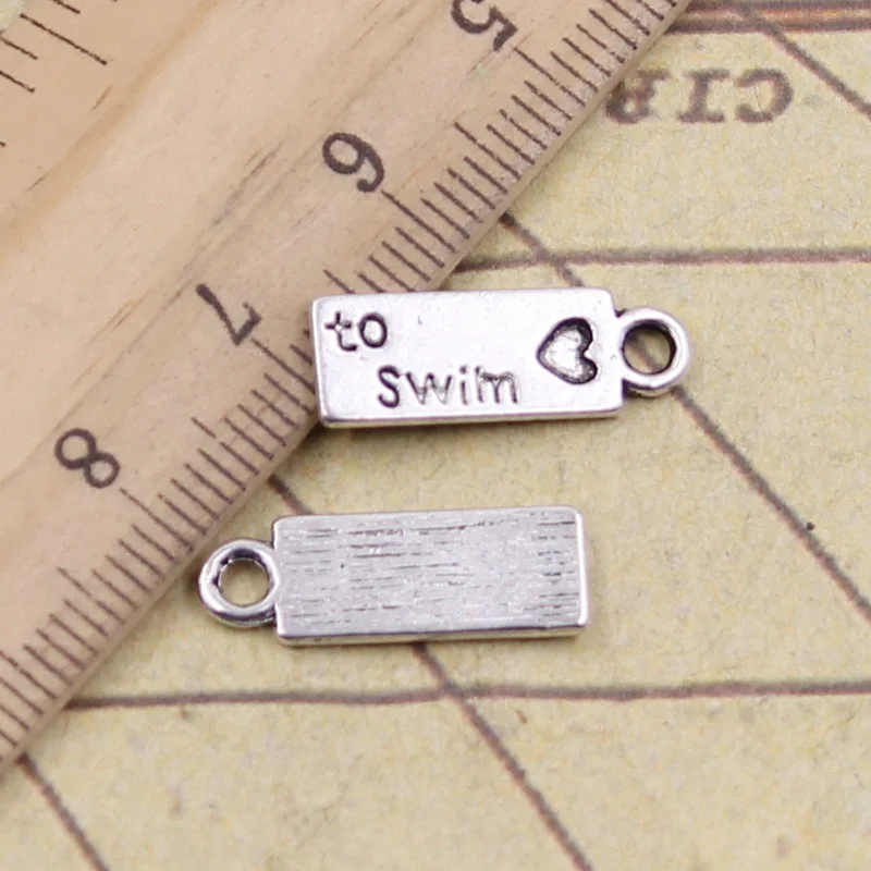 40 шт. очаровательные тарелки Love To Swim 18x11 мм античные серебряные цветные Подвески