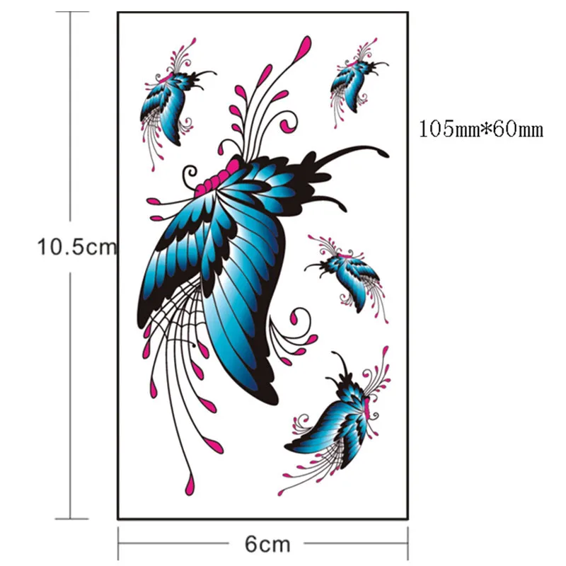 Новая женская 3D временная татуировка наклейка водонепроницаемые наклейки в стиле боди-арт наклейка поддельные татуировки арт тату наклейка-Татуировка бабочка