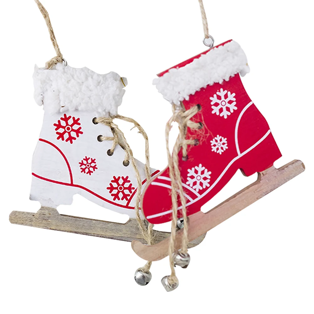 Инновационный кулон в форме коньков, Лыжная обувь, Рождественский окрашенный декоративный кулон в виде рождественской елки для украшения дома