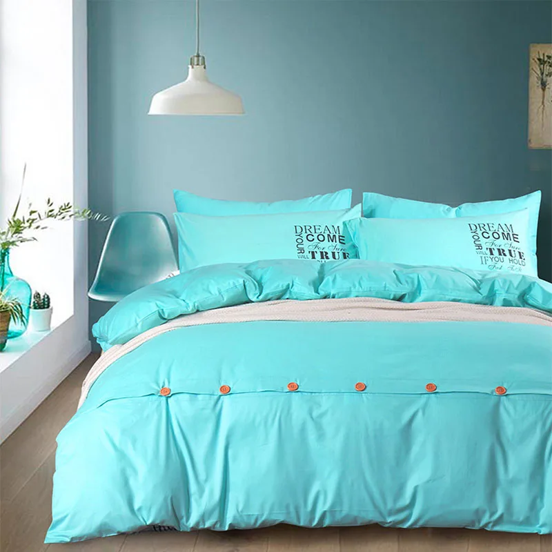 

Family of Four strophen Textile Nordic Minimalist Wind Button Cotton Solid Color Bed Supplies Duvet Cover Sheets Batch