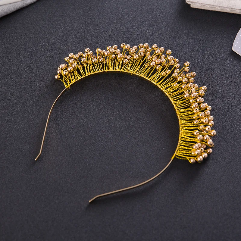 Hot New Winter Trendy Bridal Pearl Tiara Crown Rhinestone Gold Wedding Hair Accessories font b Jewelry