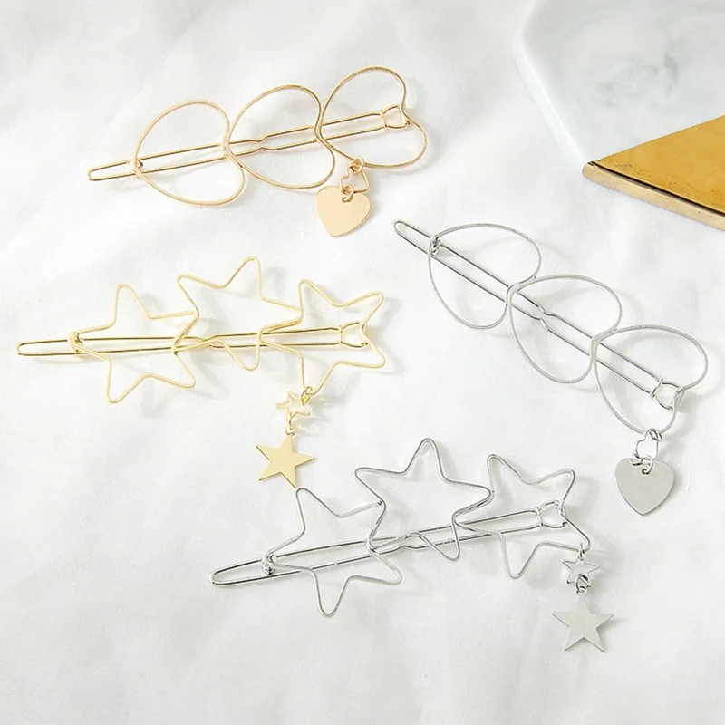 

Korea Hollow Star Hair Clips for Women Crystal Rhinestones Pentagram Love Hairpin Women Bridal Hair Accessories Hairgrip