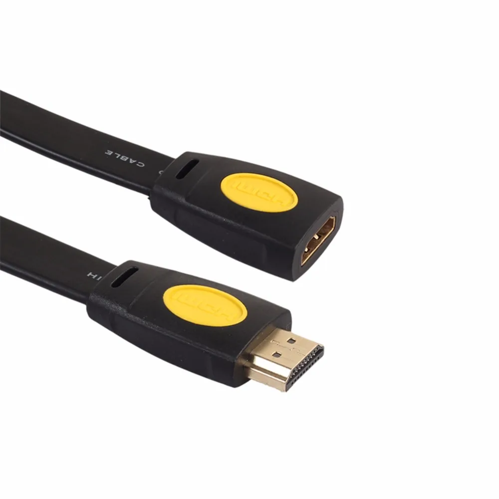 4K 3D 19+1 HDMI 2.0 Flat Extension Cord TV Cables Male to Female Gold