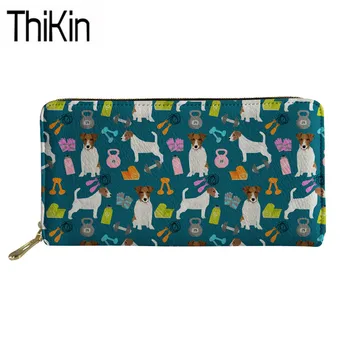 

Thikin Women's Wallets Jack Russell Terrier Printing Long PU Leather Purse Ladies Clutch Money Bags for Females Organizer Wallet