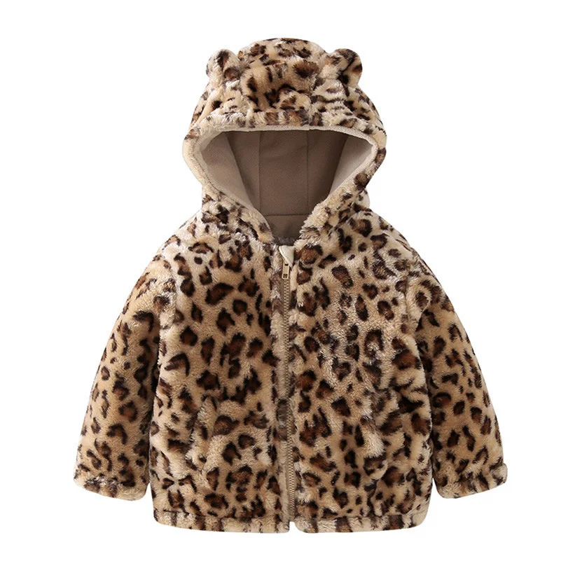 Baby Leopard Winter Coat 9M 4Y Girls Boys Cotton Outerwear Autumn