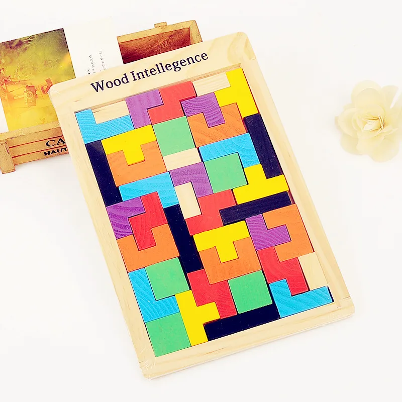 3D Wooden Puzzles Jigsaw Board Toys Tangram Brain Teaser Children Puzzle Toys Tetris Game Educational Kid Toys Gifts New Year