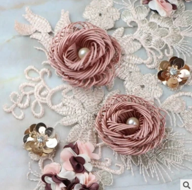 Органза марля переработанная ручная вышивка Свадебные аксессуары цветочное платье трехмерный цветок лепестки полые на заказ