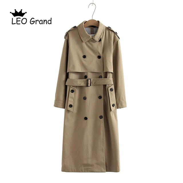 Vee Top women casual solid color double breasted outwear fashion sashes office coat chic epaulet design long trench 902229 1