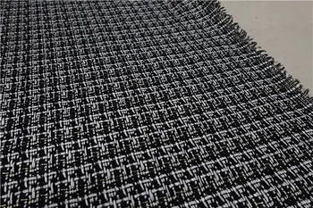 

free ship black and white weaved with golded line tweed fabric 59" wide
