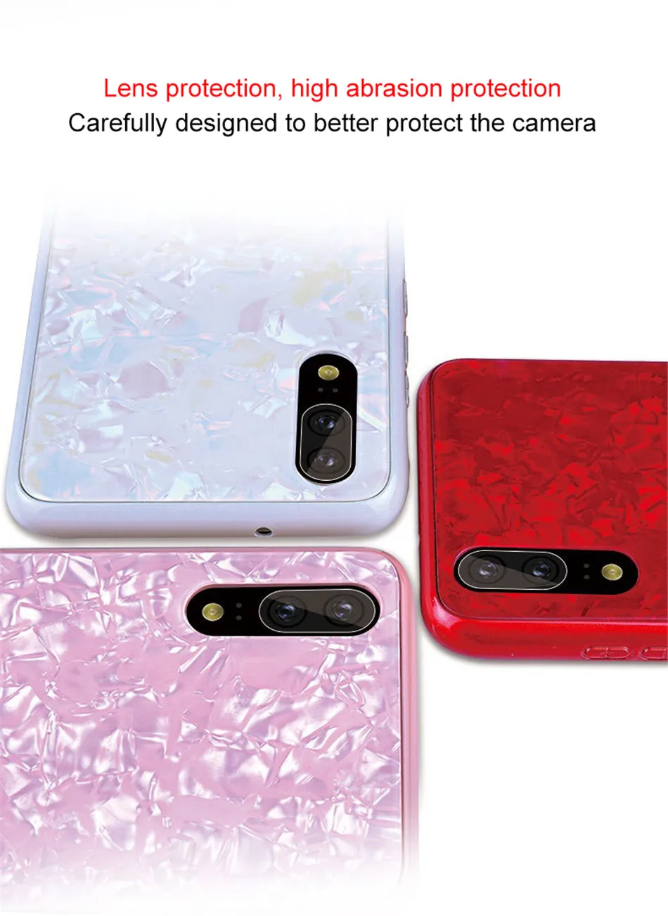 Luxury Tempered Glass Shell Pattern Phone Case For HUAWEI P20 Pro Hard PC Soft TPU Back Cover For HUAWEI P20Pro Anti-knock Capa (9)