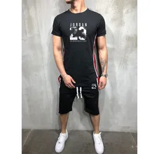 2019Summer Hot Sale Men's Sets T Shirts+pants Two Pieces Sets Casual Tracksuit new Male Casual Tshirt Gyms Fitness trousers men