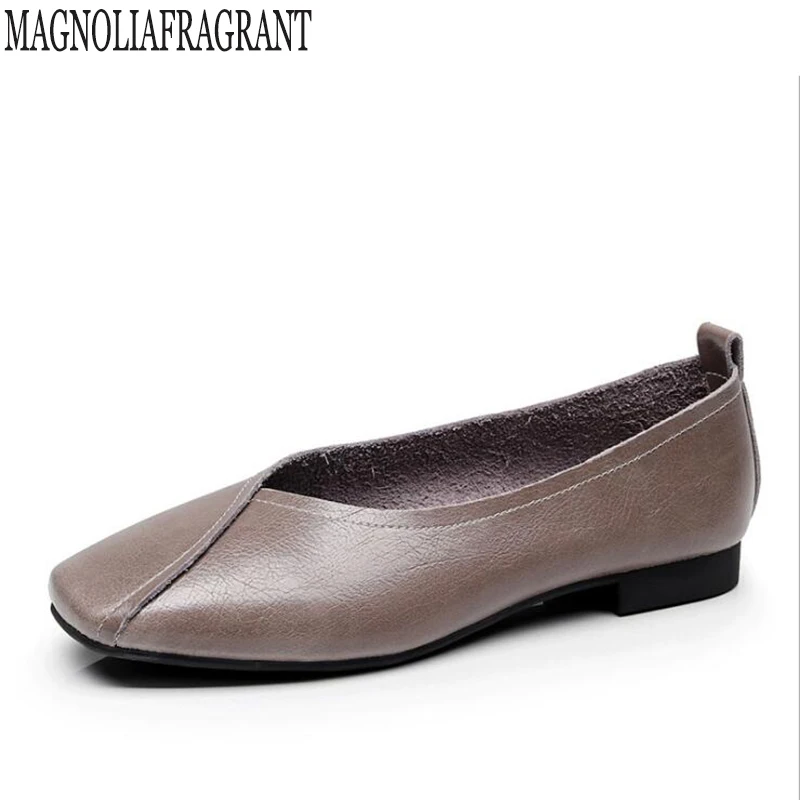 Vente Plus la Taille 35 43 À La Main En Cuir Véritable Femmes Chaussures Printemps Mode Doux Casual Chaussures Plates Pois Non Slip Mocassin extérieure Chaussures k7