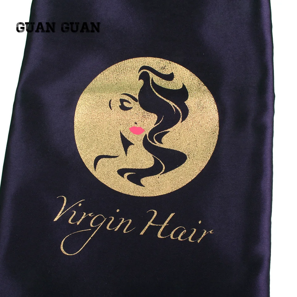 Черный фон золото/красный логотип девственные человеческие волосы для наращивания комплект упаковки атласные сумки, наклейки-покрытие, обертывание этикеток