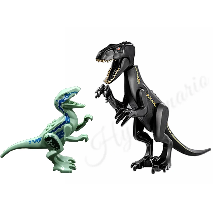 

2Pcs Jurassic World 2 Park Dinosaur Indoraptor Velociraptor Blue Building Block Bricks City Assembly Toys For Children