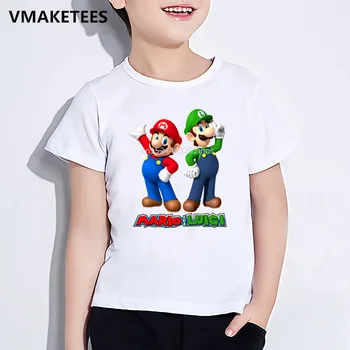 

Kids Summer O-Neck Girls & Boys Tshirt Children Super Mario With Luigi Cartoon Print T-shirt Funny Casual Baby Clothes,ooo5175