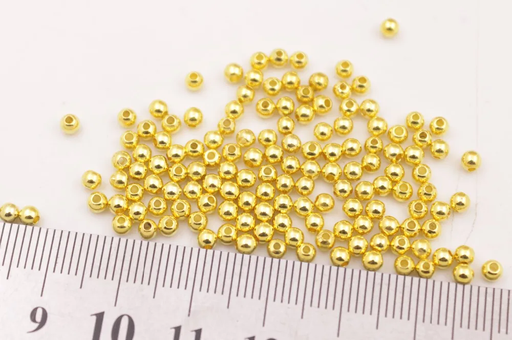 

100 PCS 2.5mm Round Golden Metal Ball Connectors Tiny Beads