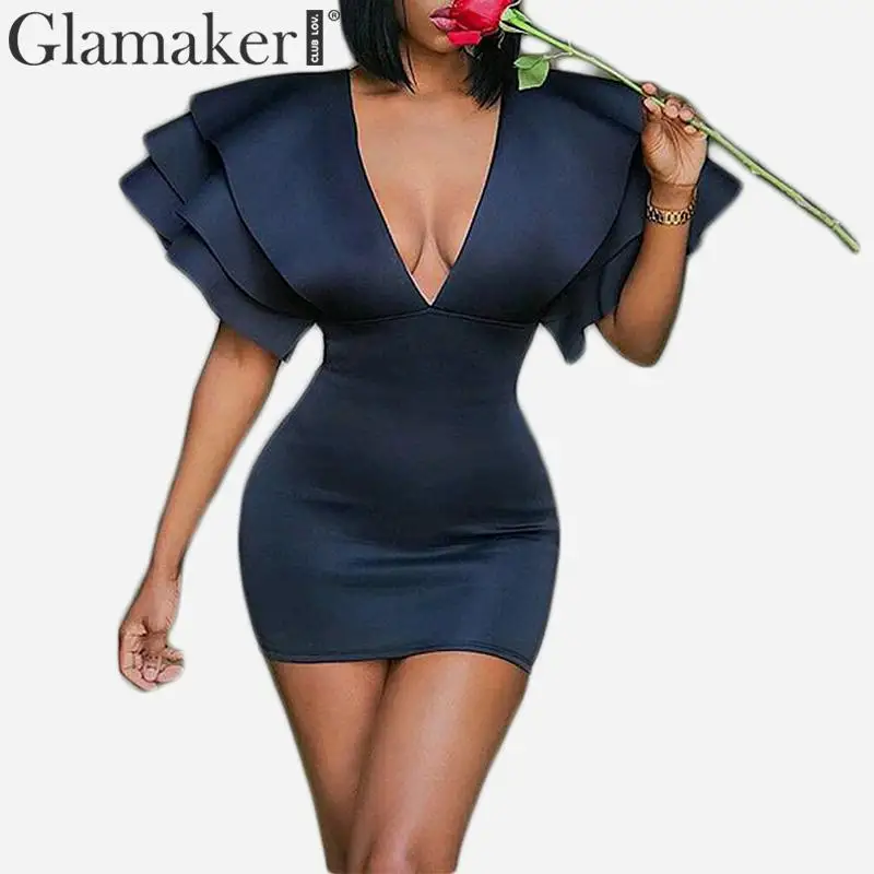Женское винтажное платье Glamaker однотонное облегающее с треугольным вырезом в