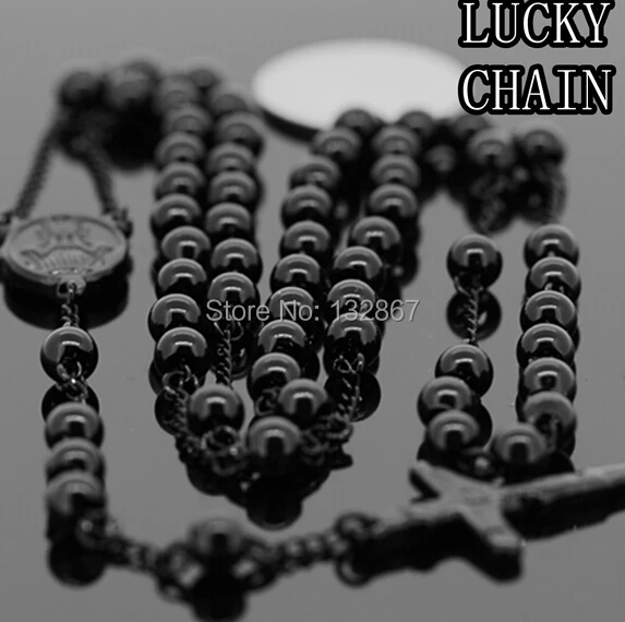 Ожерелье из черной цепочки нержавеющей стали (26 ''+ 5 3'')6 мм/44 г|rosary saints|necklace