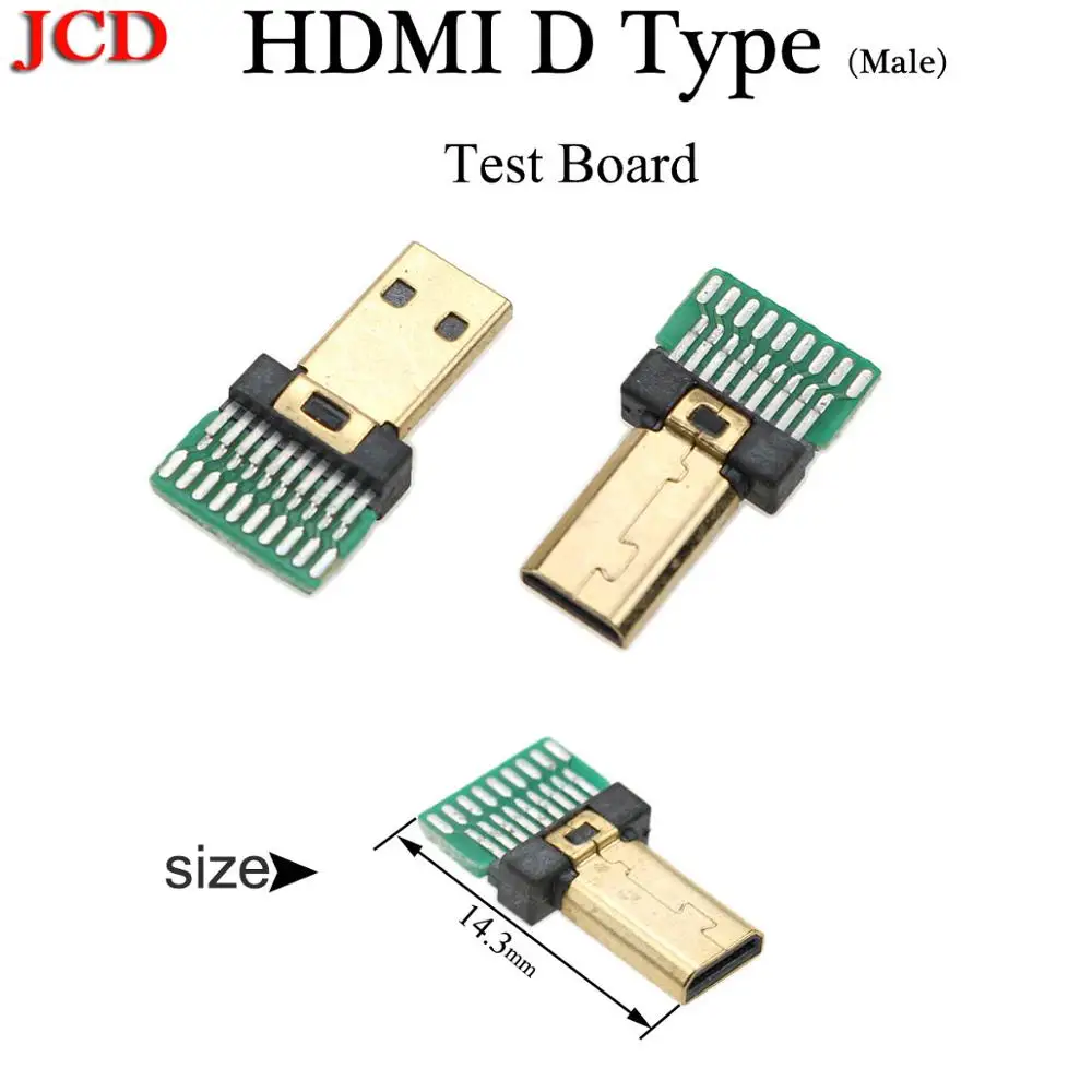 JCD женский мужской печатной платы HDMI Тип C D стандартный штекер с печатной платой 19 P HDMI разъем HDMI 19 Pin HDMI тестовая плата - Цвет: HDMI D Type  Male