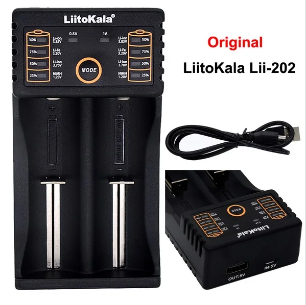 Зарядное устройство LiitoKala Lii-402/lii-202 18650, 1,2 в, 3,7 в, 3,2 в, 3,85 В, AA/AAA, 26650, 10440, 14500, 16340, 18350, умное зарядное устройство