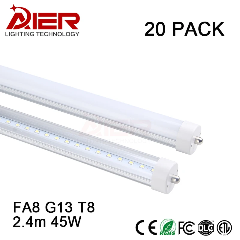 FA8 одного пальца 8ft светодиодные трубки 2 4 м t8 led флуоресцентные замена 45 Вт