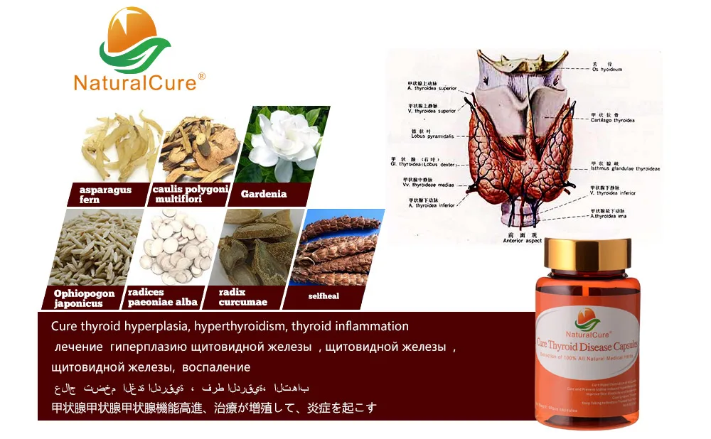 NaturalCure лечение щитовидной железы шапки-ules, лечение отеков щитовидной железа, баланс секреции гормонов щитовидной железа, экстракт органических растений