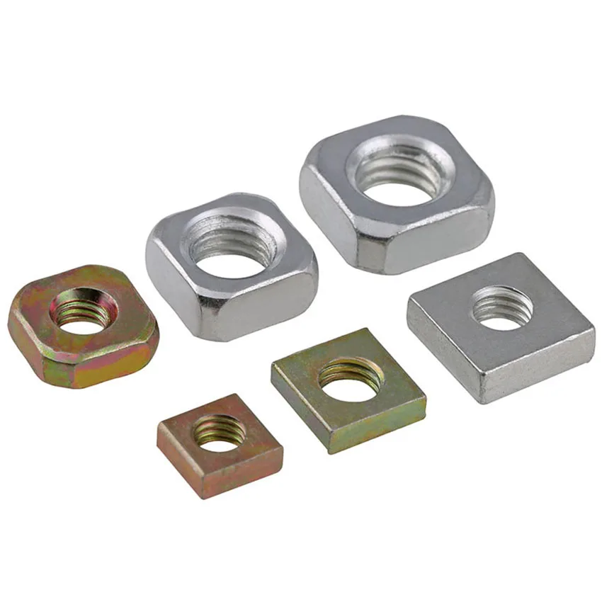 20//50Pcs Color Zinc Plated Square Nuts Galvanized Square Nuts M3 M4 M5 M6 M8 M5 x 8 x 3 50pcs
