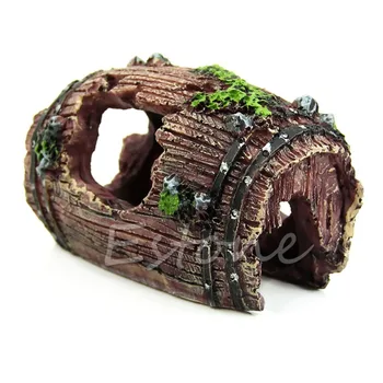 

2020 shipping Aquarium Fish Tank Artificial Barrel Resin Ornament Cave Landscaping Decoration