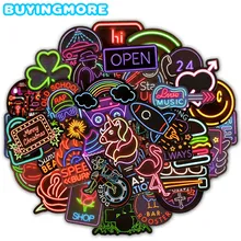 50 PCS Neon Light Sticker Gifts Toys for Children Anime Animal Cute Decals Stickers to Laptop Phone Suitcase Guitar Fridge Car
