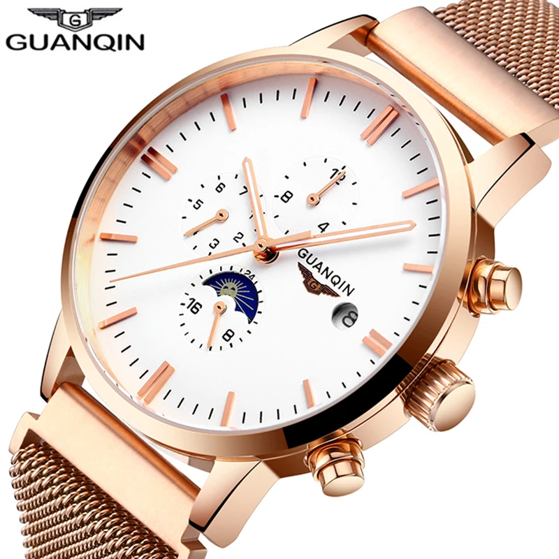 

Relogio Masculino Sapphire GUANQIN Automatic new Luxury Brand Watch Men Clock Male Full Steel Waterproof Mechanical Wristwatch A