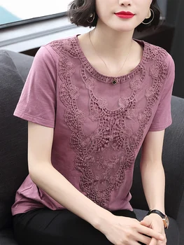 

Girls'T-shirts, Short-sleeved Lacquers, 2020 Summer Garments, New Loose Bottom T-shirts, Half-sleeve Large-Size Mothers' Clothes