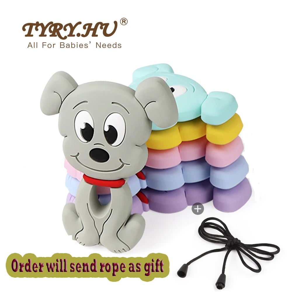 

TYRY.HU 10pcs/lot Baby Teether Food Grade Silicone Puppy Cartoon Teether Chewable Soft Baby Teething Nursing Toys For Newborn