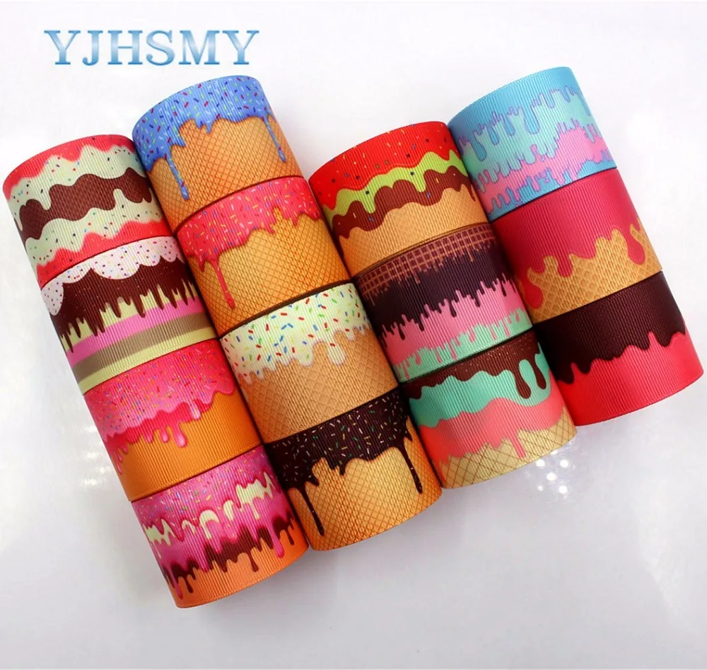 

YJHSMY C-171121-486,38 mm 5 Yards Cream lava series Ribbons Thermal transfer Printed grosgrain,clothing Accessories DIY material