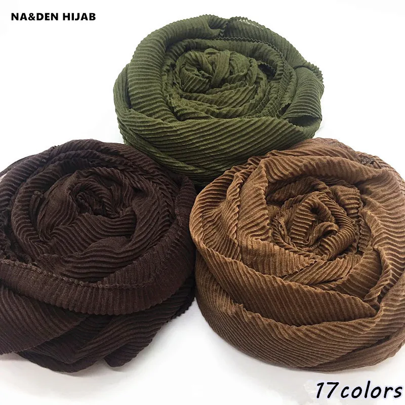 

2019 NEW pleated maxi hijabs scarf elegant shawl plain maxi muslim hijab women wrinkle scarves shawls soft muffler 10pcs/lot