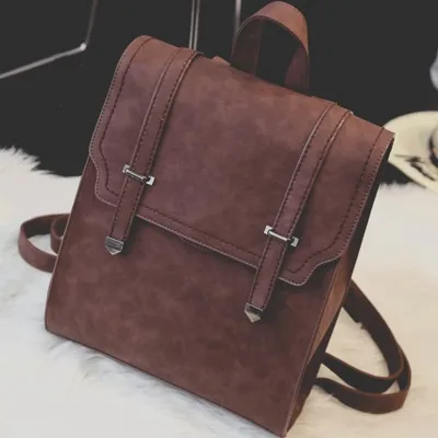 Школьный рюкзак для девочек, простой ретро рюкзак для путешествий из искусственной кожи, новая модная сумка через плечо - Цвет: Шоколад
