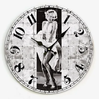 

European American country retro pastoral living room cafe creative personality wall clock hanging table mute Marilyn Monroe